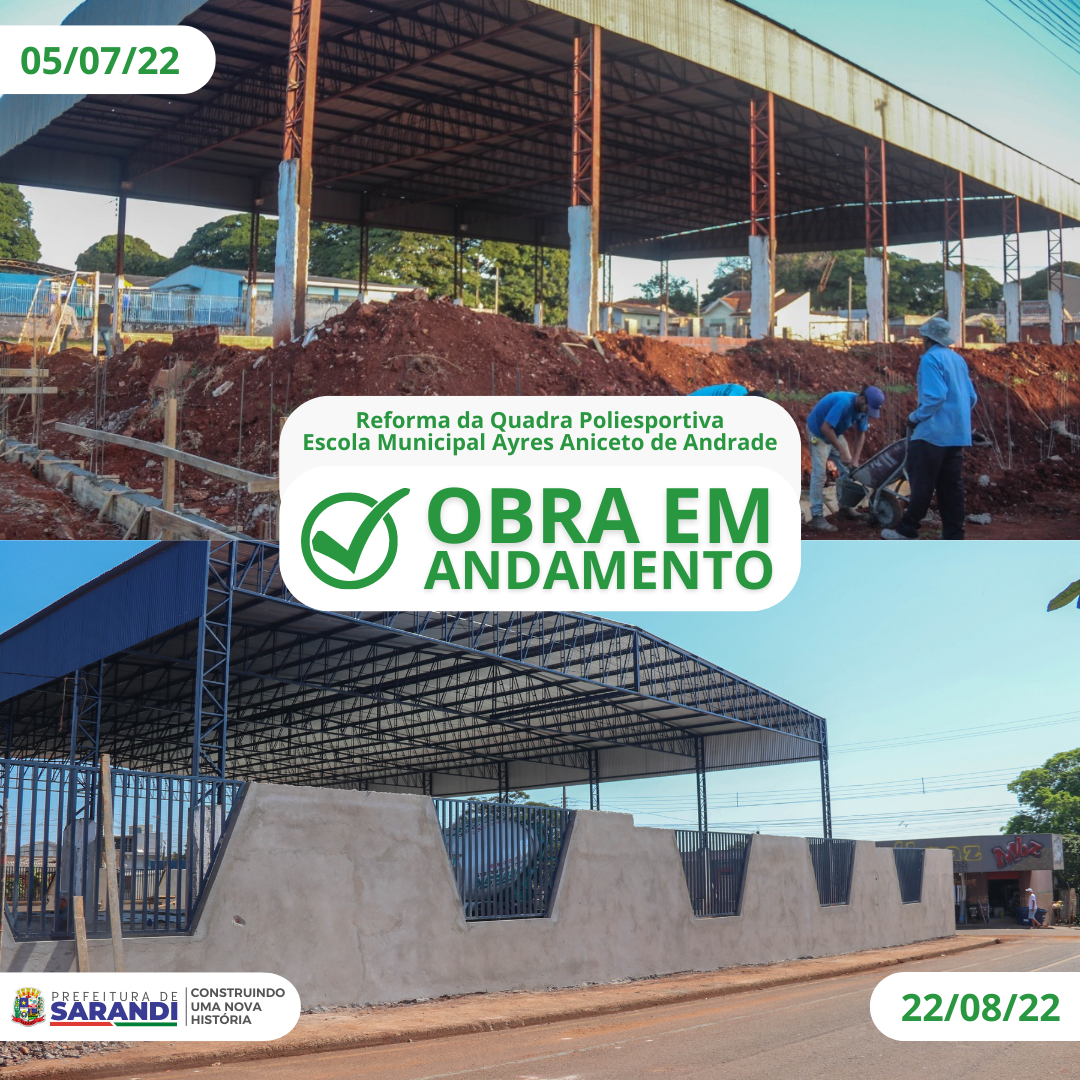 OBRA EM ANDAMENTO | Reforma da Quadra Poliesportiva da Escola Municipal Ayres Aniceto de Andrade